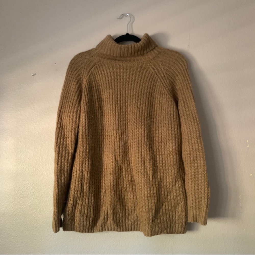 Oversized Camel Turtleneck Sweater